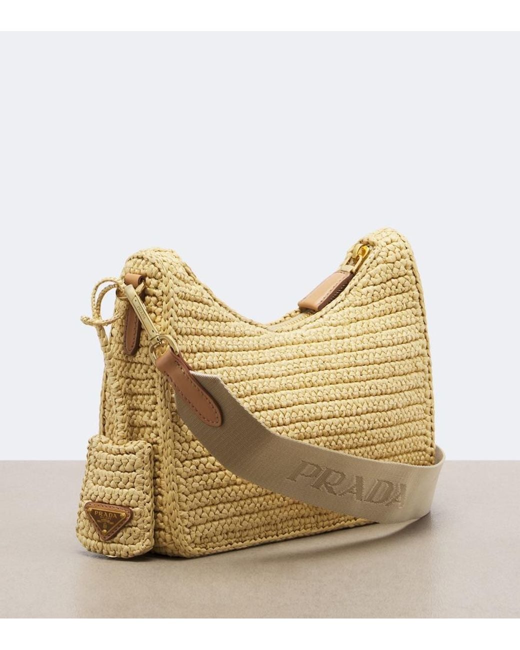 Prada Natural Re-Edition 2005 Mini Raffia-Effect Shoulder Bag