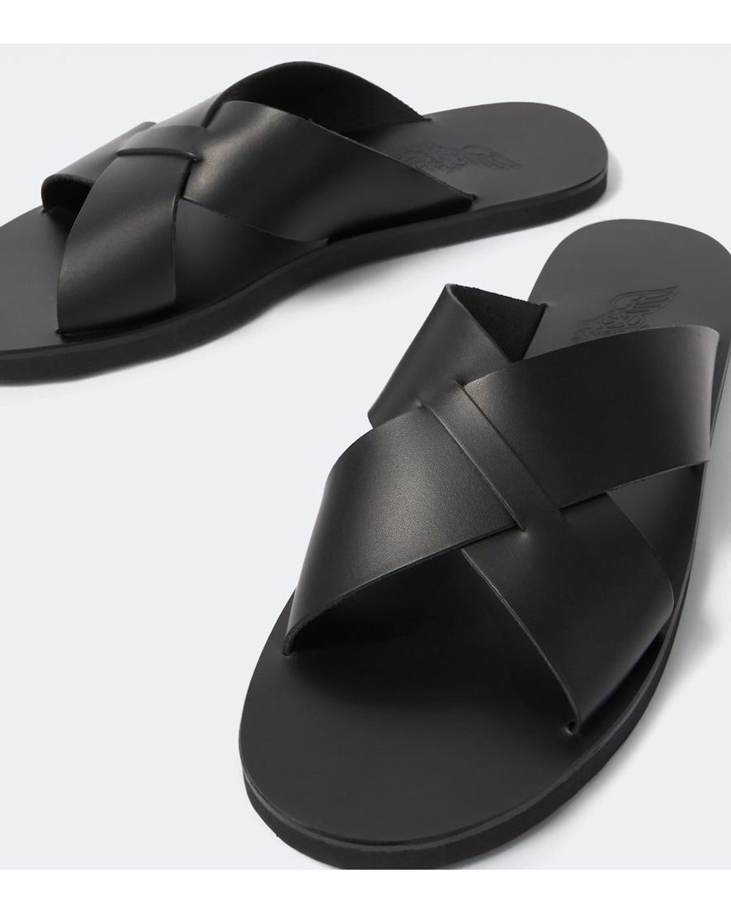 Ancient Greek Sandals Black Bios Leather Sandals for men
