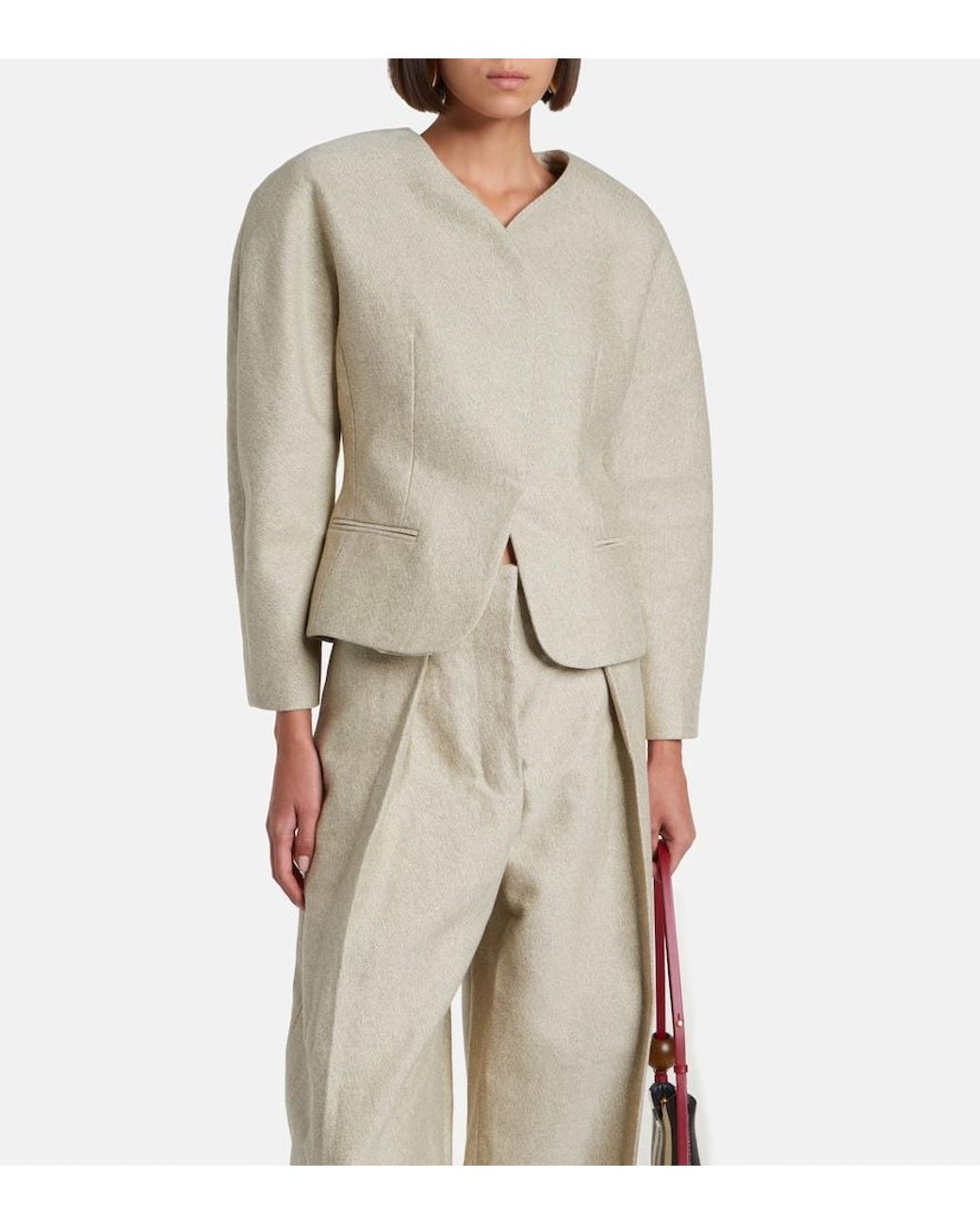 Jacquemus Natural Ovalo Cotton And Linen Jacket