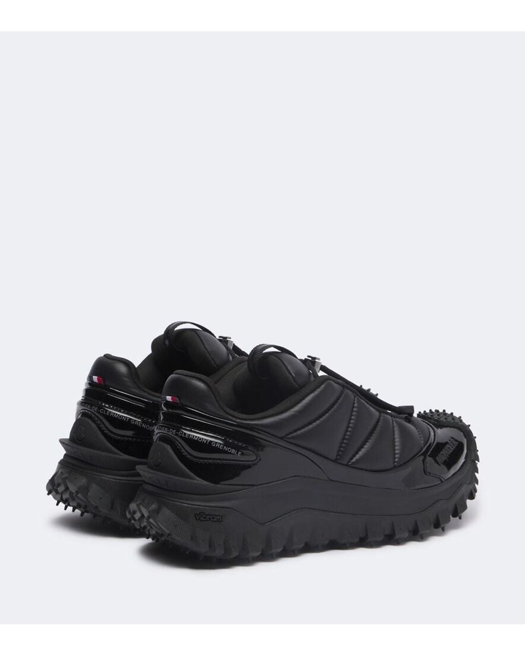 Moncler Black Trailgrip Puffer Leather-Trimmed Sneakers