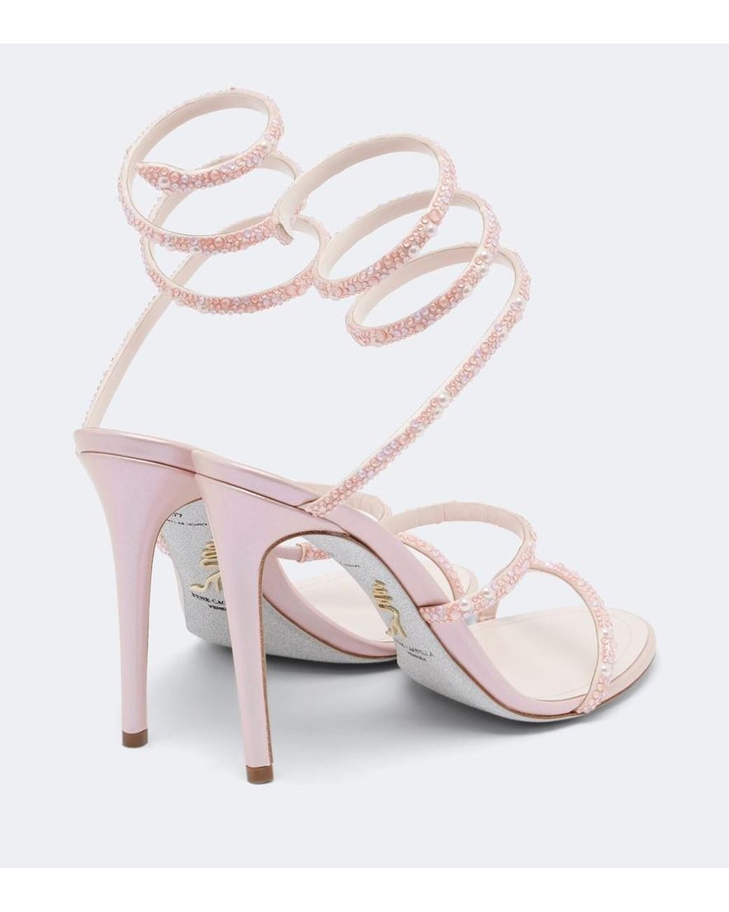 Rene Caovilla White Cleo Swarovski-Embellished Leather Sandals