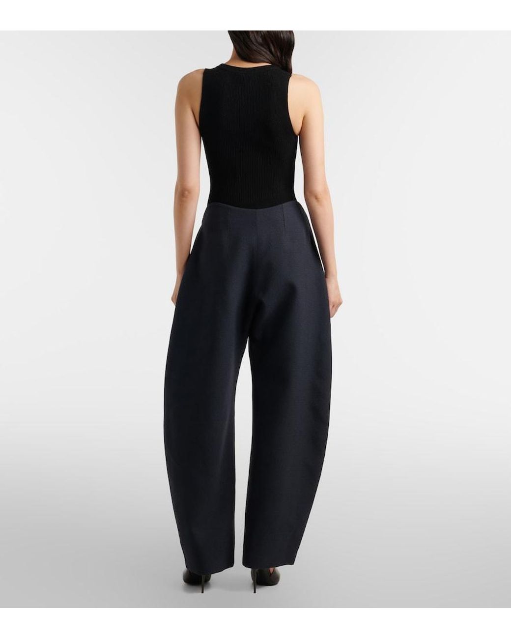 Alaïa Blue Wool Crepe Barrel-Leg Pants