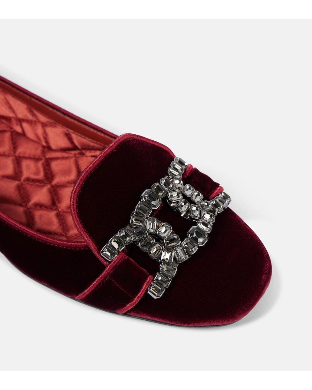 Tod's Red Kate Embellished Velvet Ballet Flats