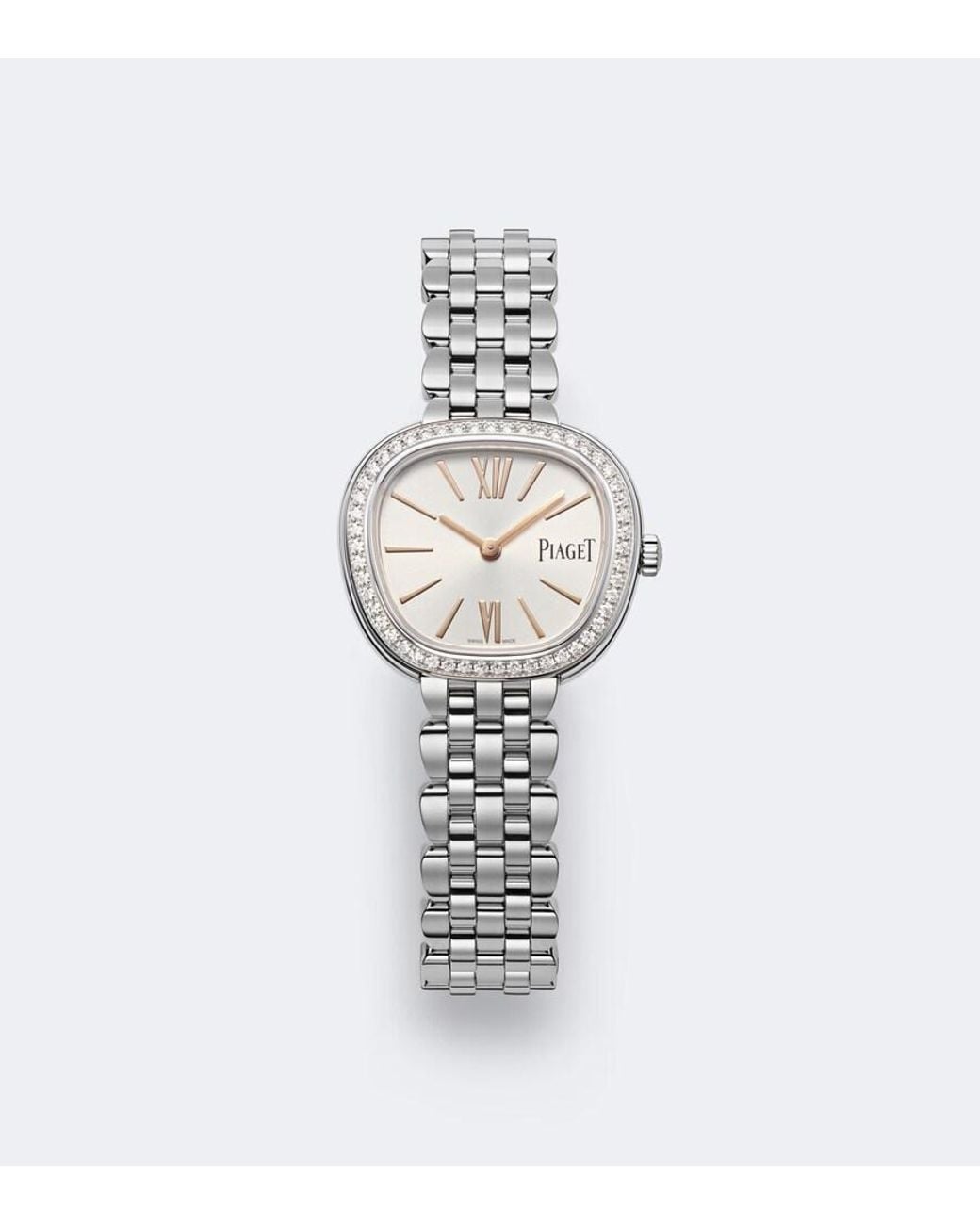 Piaget White Sixtie Embellished Stainless Steel Watch