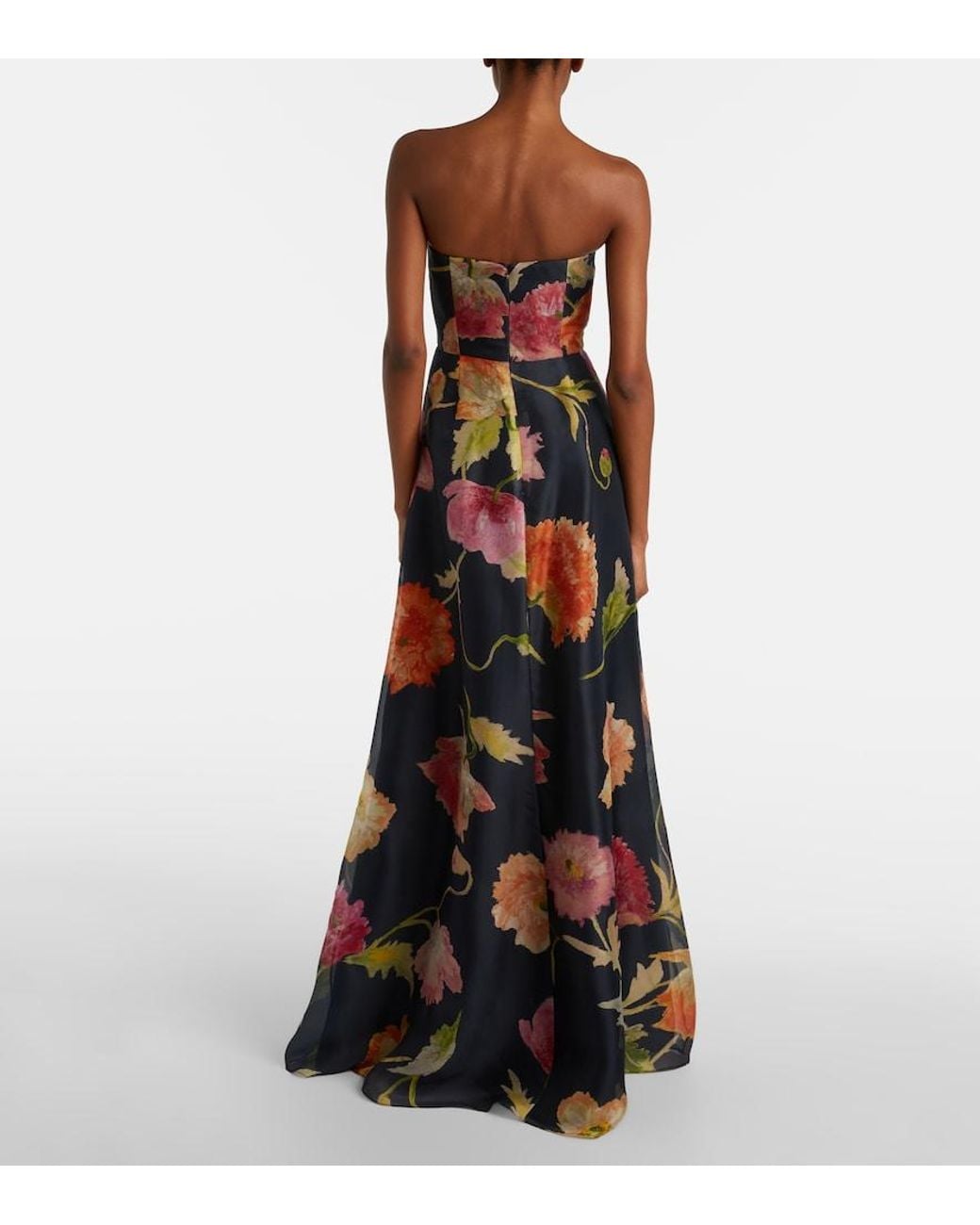 Carolina Herrera Blue Floral Silk Gown