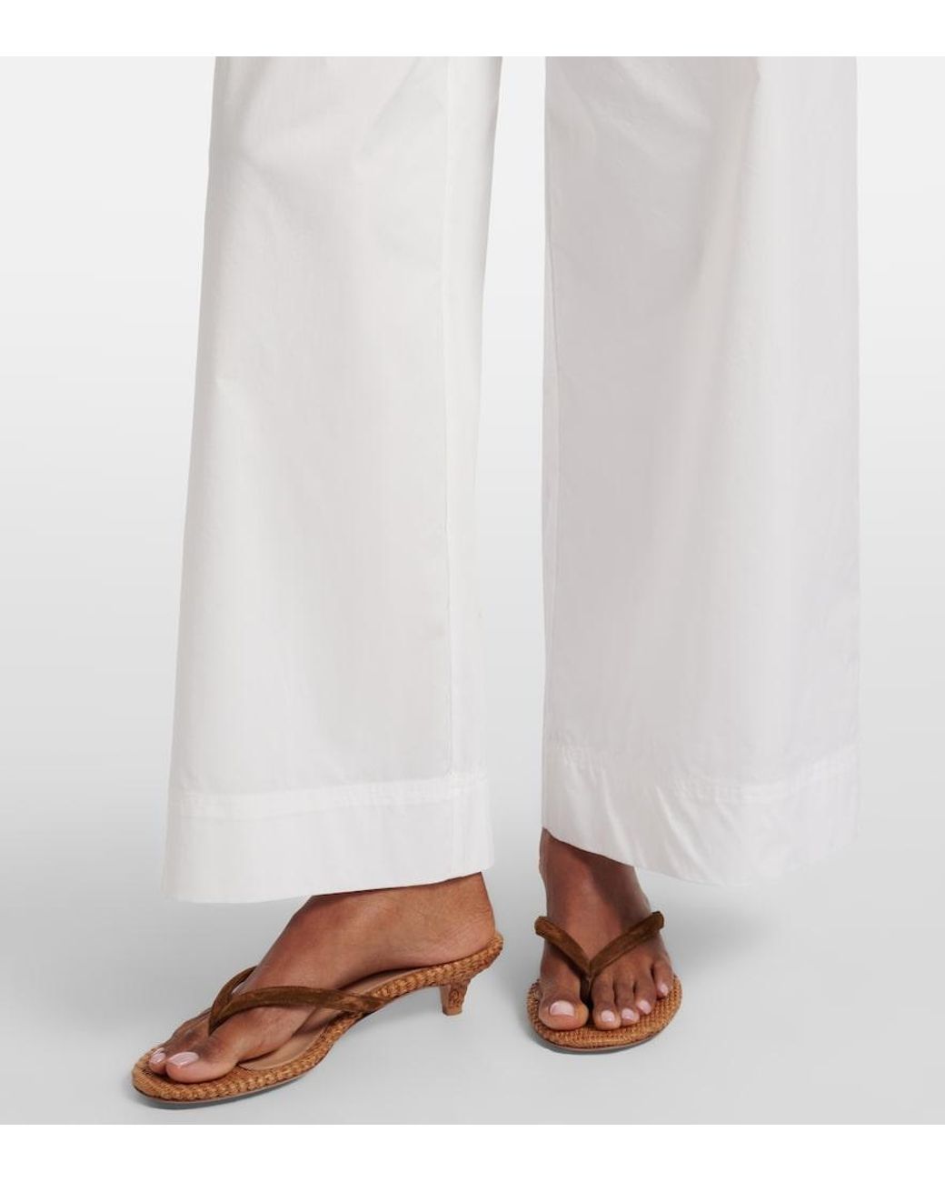 Jonathan Simkhai White Arden Cotton-Blend Wide-Leg Pants