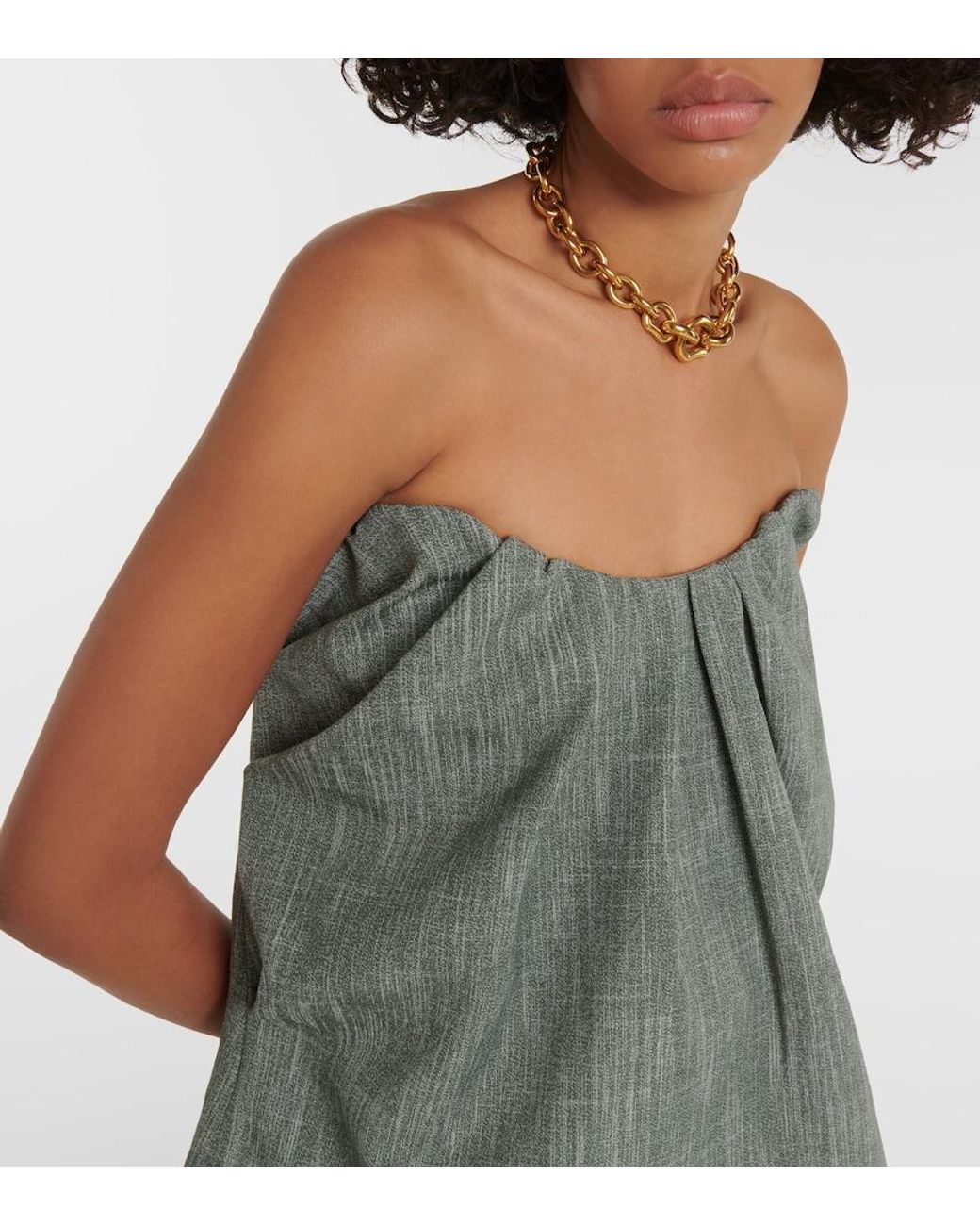 Co. Green Gathered Wool-Blend Top