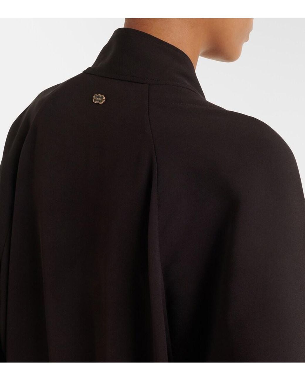 Agnona Black Tie-Neck Jersey Blouse