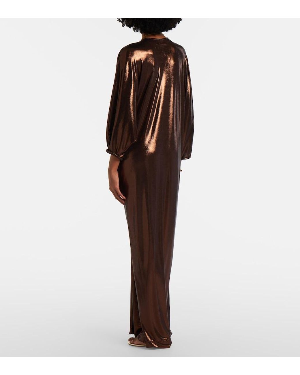 Adriana Degreas Brown Cutout Draped Kaftan