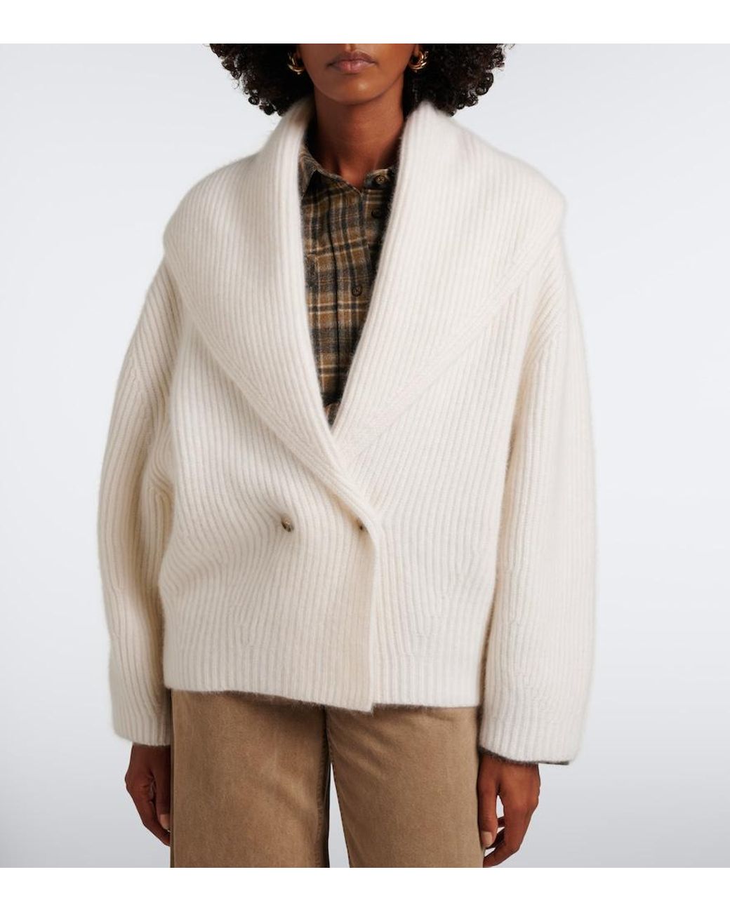 arch4 White Lucille Ribbed-Knit Cashmere Cardigan