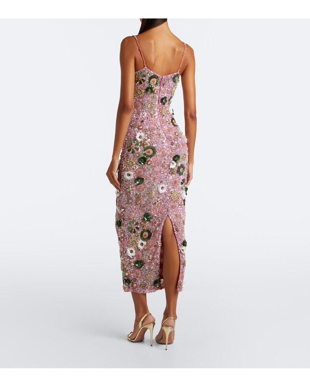 Rachel Gilbert Pink Francesca Floral-Applique Corset Dress