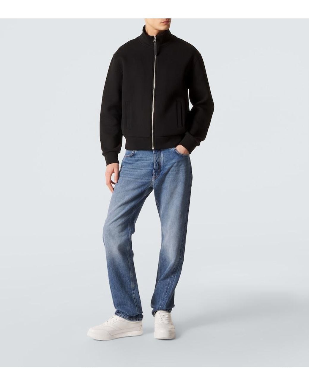 Givenchy Black Herringbone Cotton-Blend Zip-Up Sweater for men