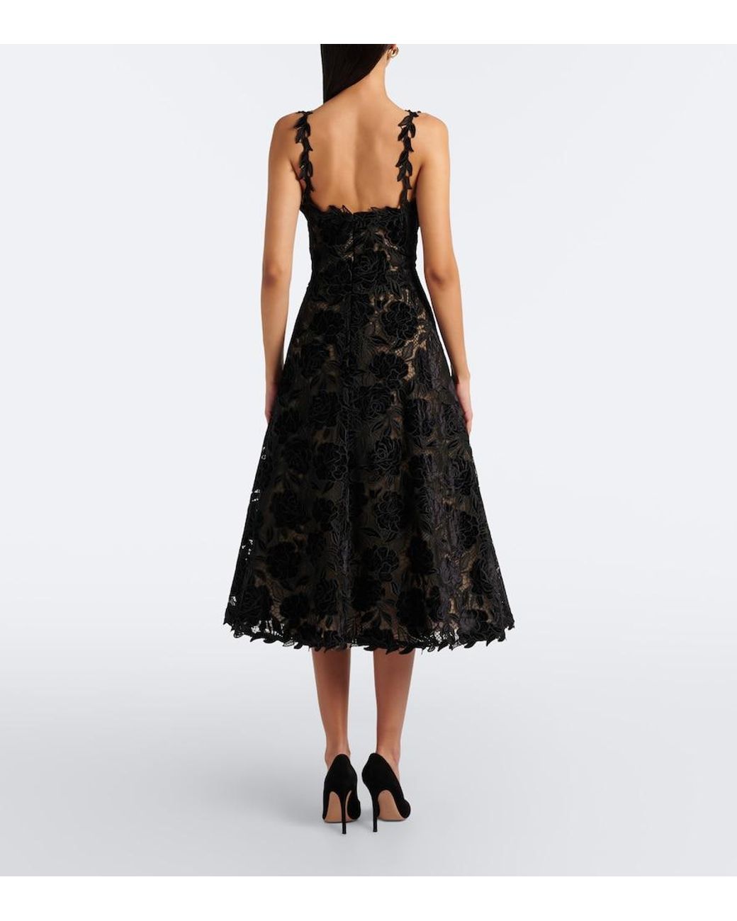 Carolina Herrera Black Guipure Lace Cocktail Dress