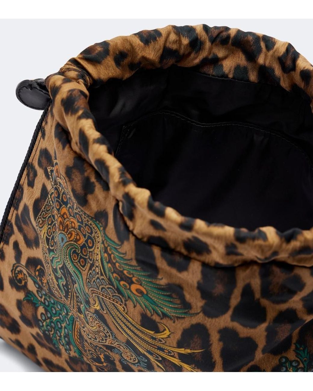 Etro Green Mini Leopard-Print Pouch