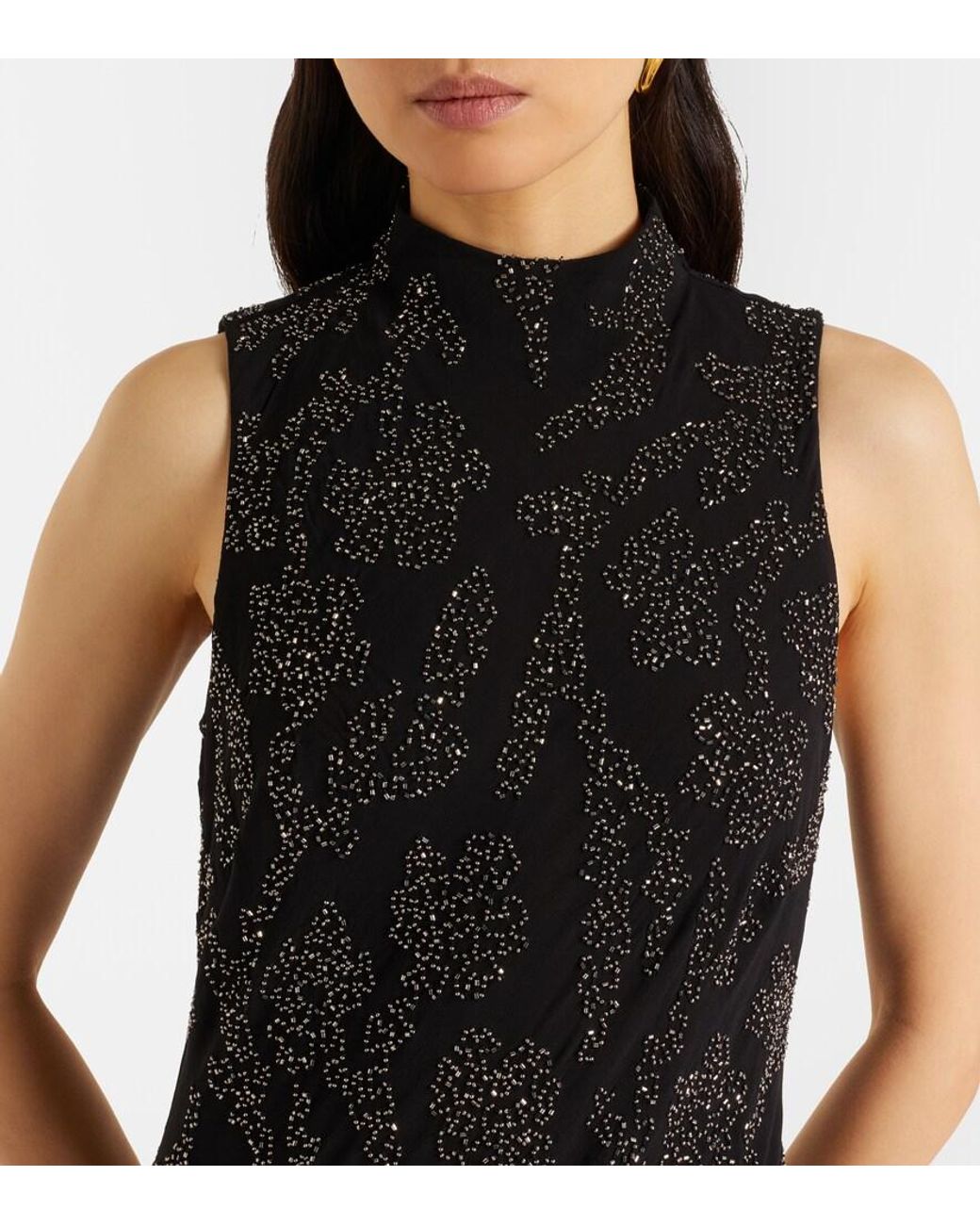 Veronica Beard Black Sylven Beaded Georgette Maxi Dress
