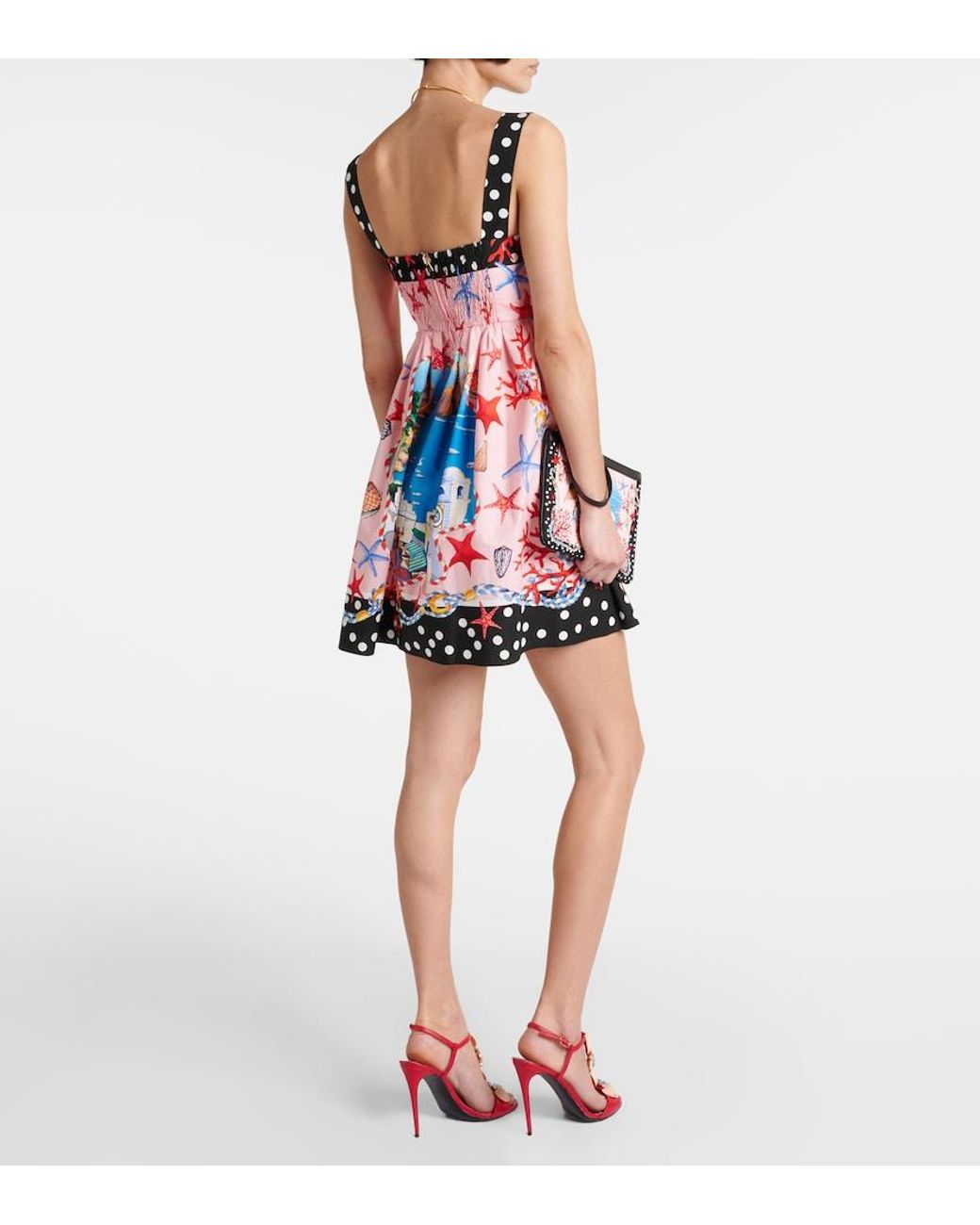 Dolce & Gabbana Red Capri Printed Cotton Minidress