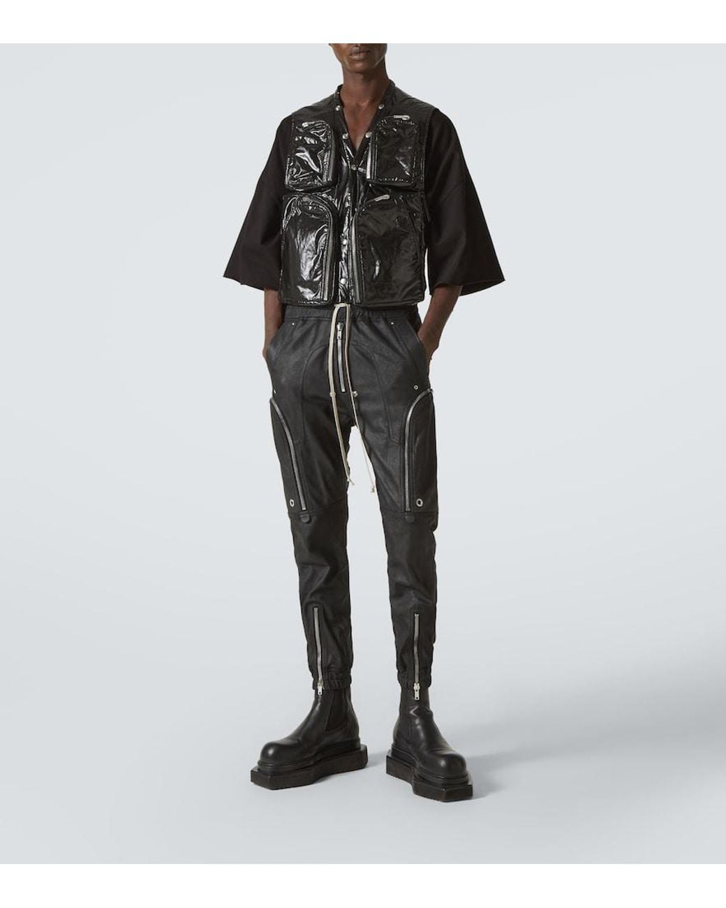 Rick Owens Black Cotton Cargo Vest for men
