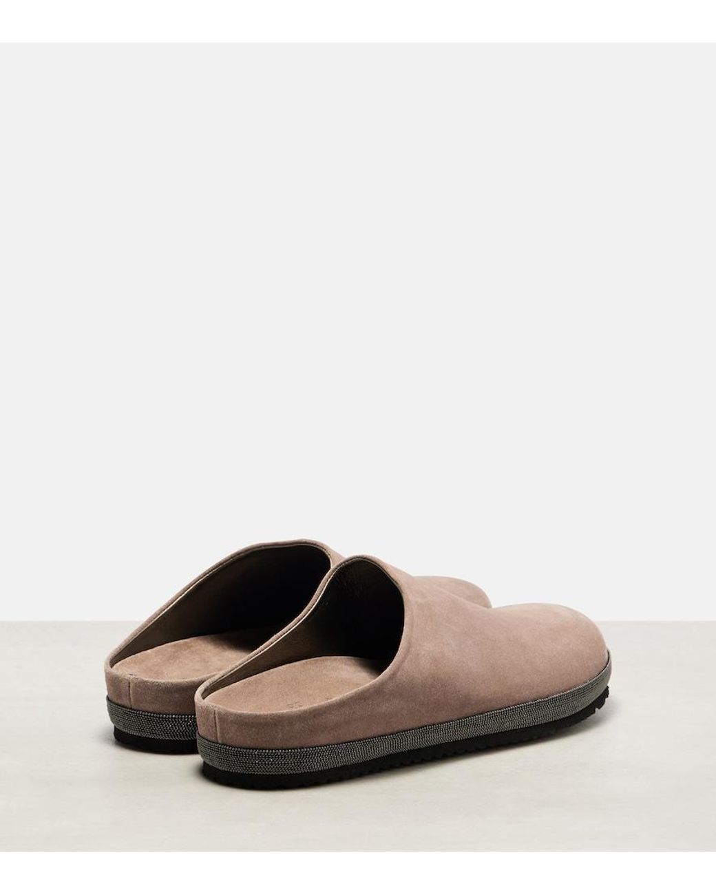 Brunello Cucinelli Brown Monili Suede Clogs