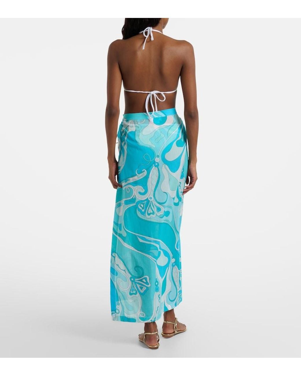 Emilio Pucci Blue Orchidee Cotton Beach Cover-Up