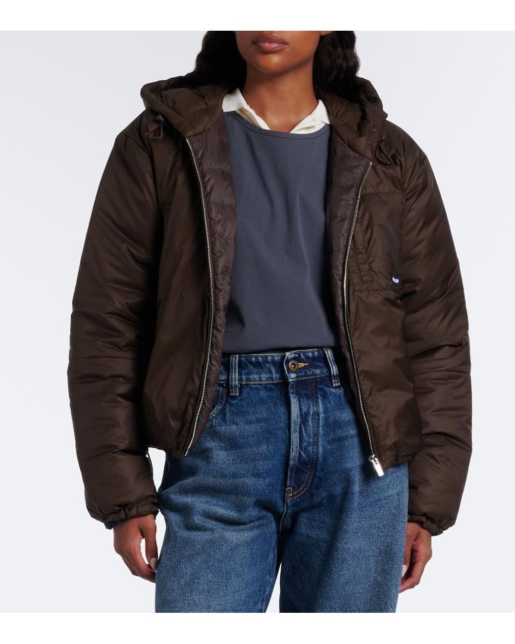 Miu Miu Brown Hooded Puffer Jacket