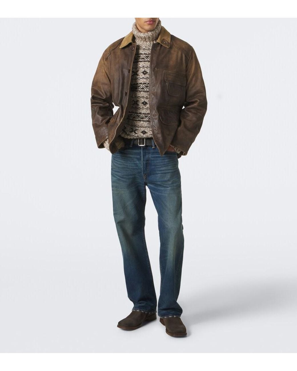 RRL Brown Wool-Blend Turtleneck Sweater for men