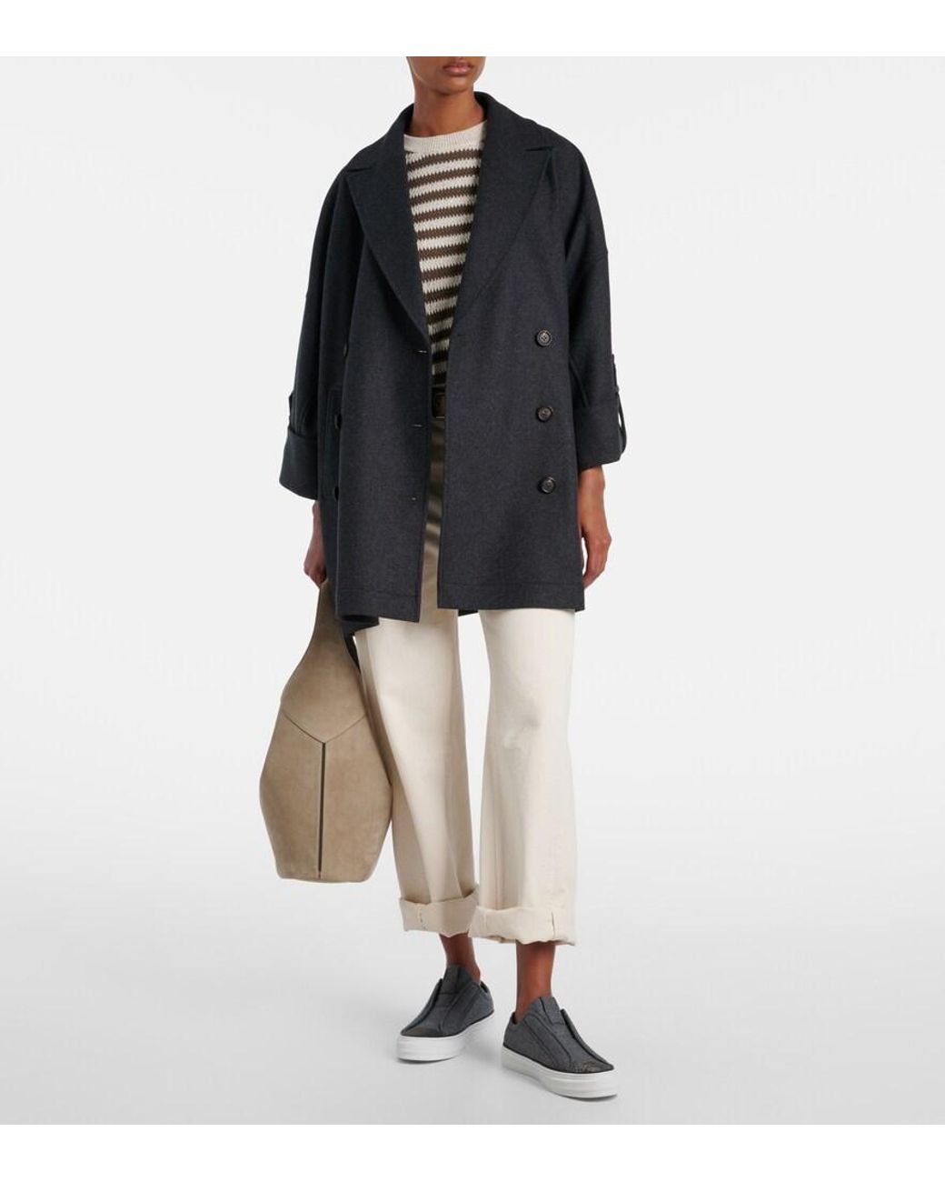 Brunello Cucinelli Gray Slip-Ons