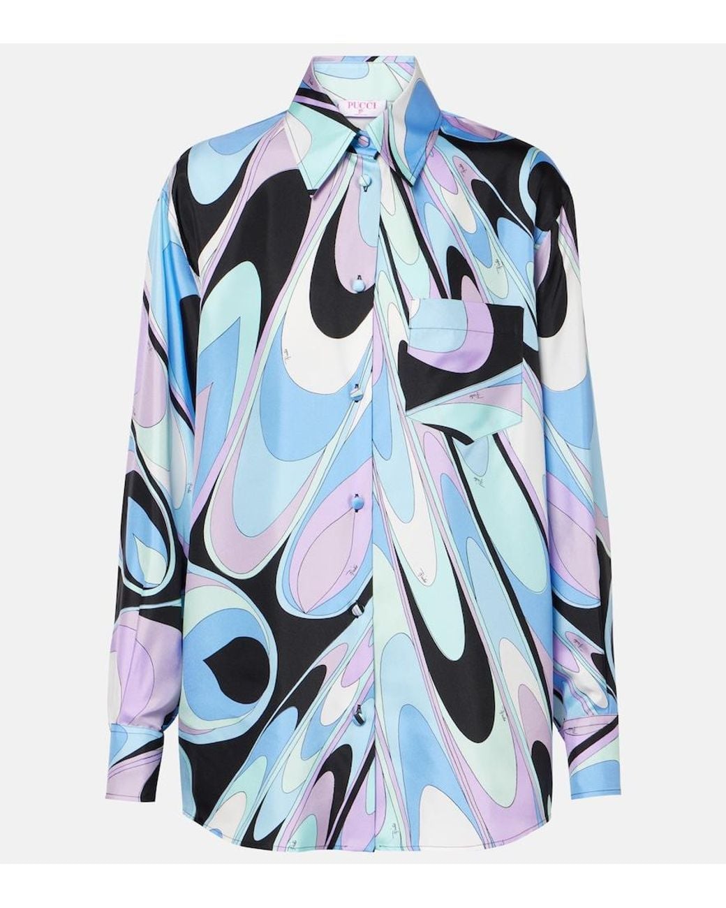Emilio Pucci Blue Silk Printed Shirt