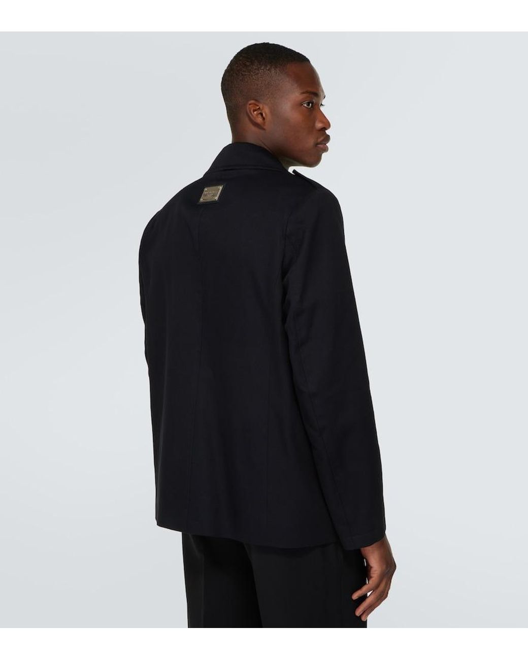 Dolce & Gabbana Blue Cotton Peacoat for men