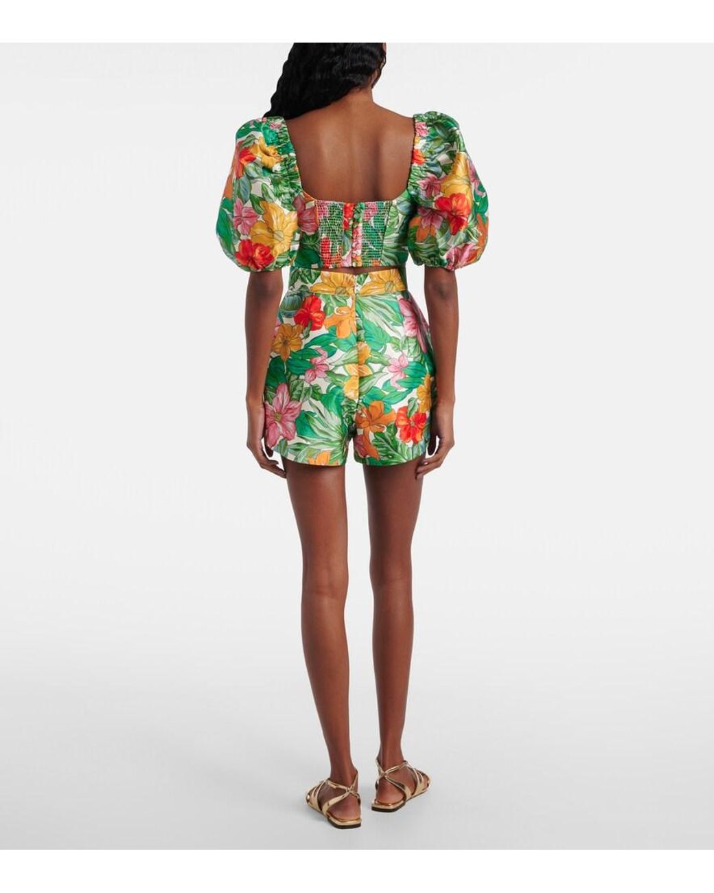 ALÉMAIS Green Amelia Printed High-Rise Shorts