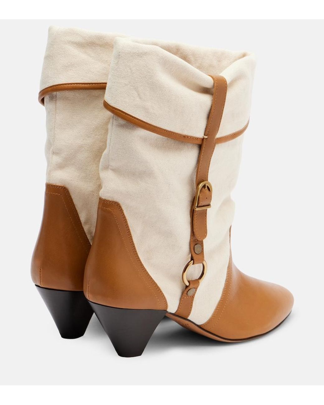 Isabel Marant Brown Darner 55 Leather-Trimmed Ankle Boots