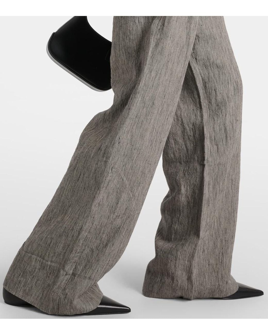 TOVE Gray Amadine High-Rise Linen Wide-Leg Pants