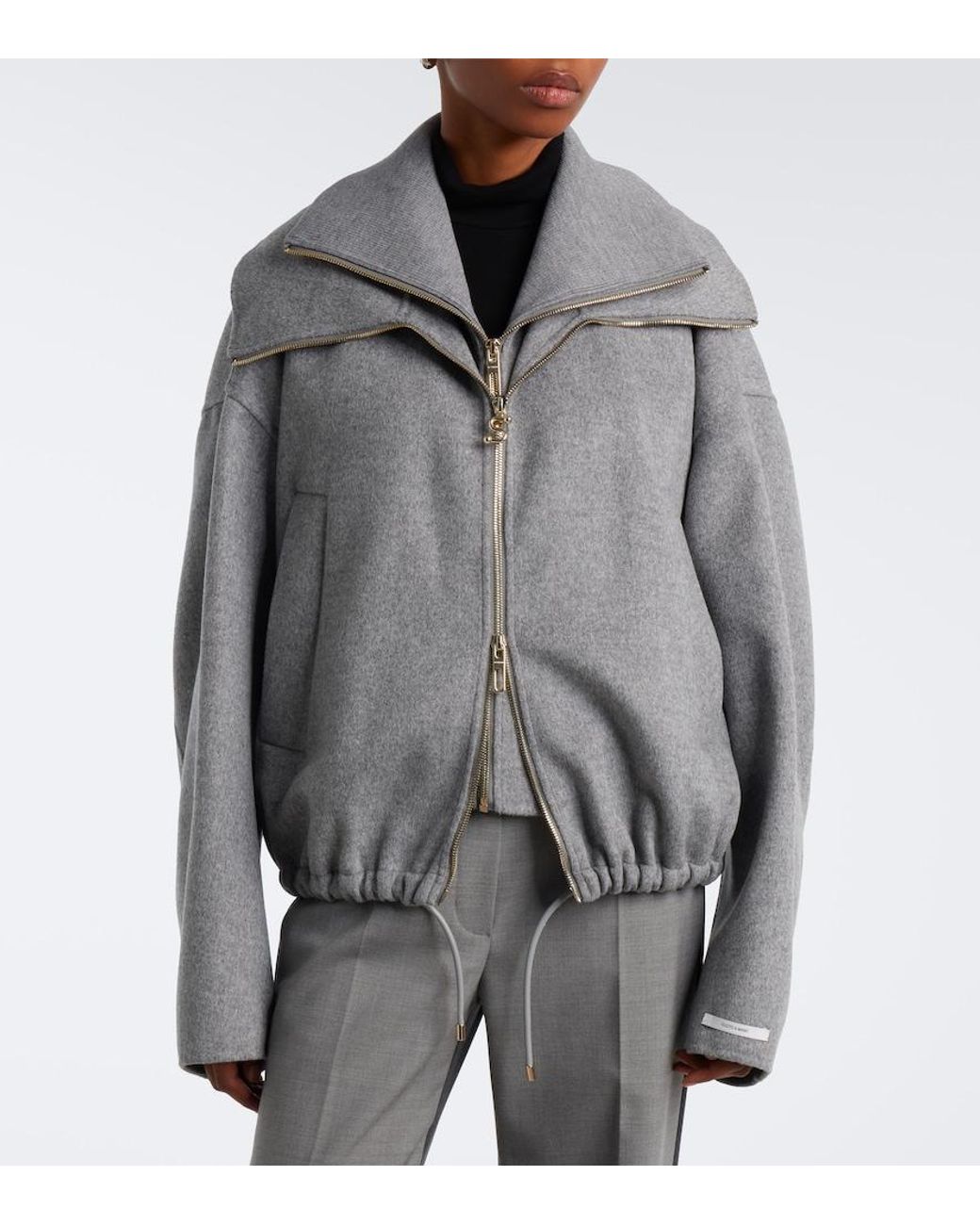 Sportmax Gray Oversized Virgin Wool Blouson Jacket