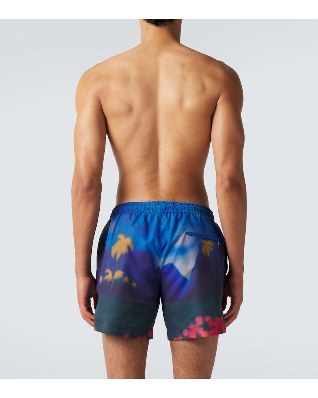 Commas Blue Printed Swim Trunks for men