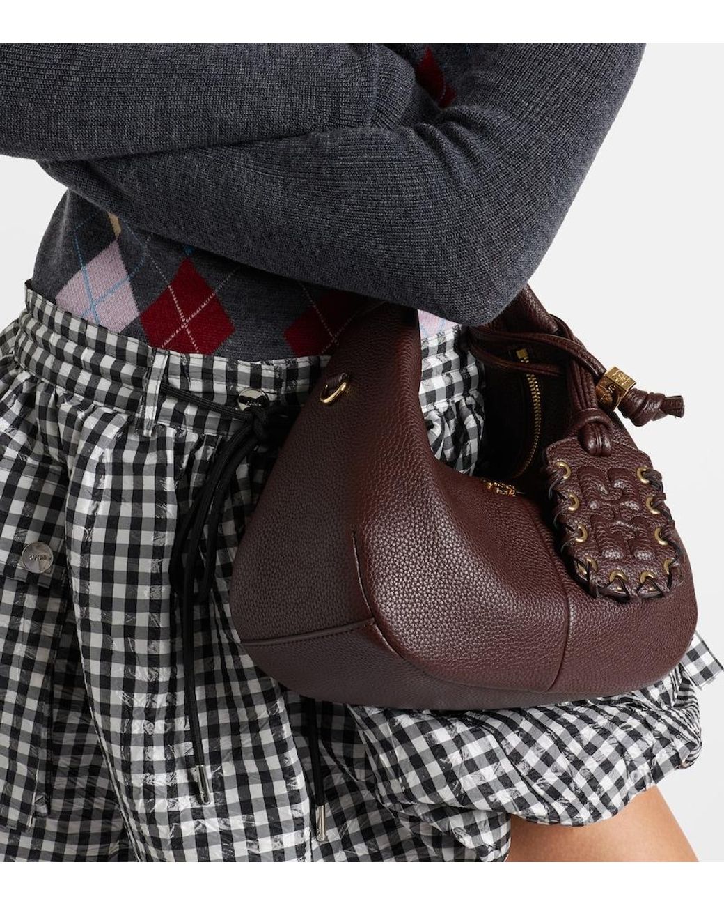 Ganni Brown Mini Tote Bag