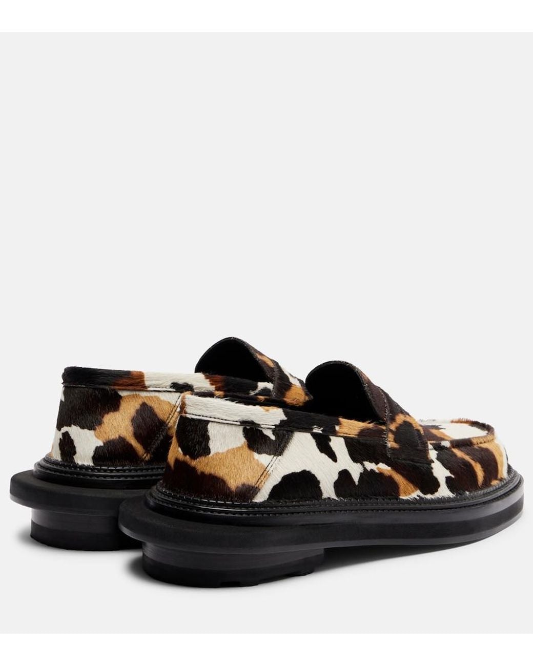 Sacai Black X J.M. Weston 180 Calf Hair Penny Loafers