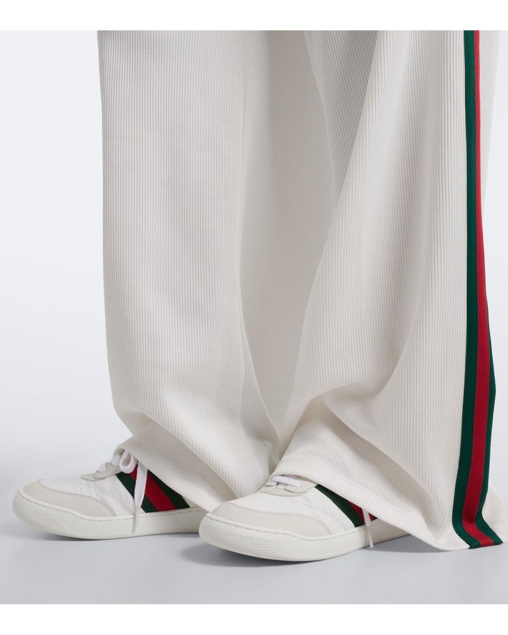 Gucci White Screener Web Stripe Sneakers