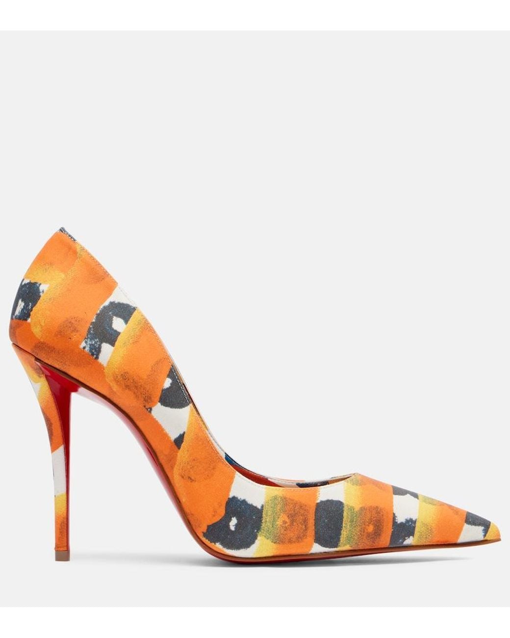 Christian Louboutin Orange Miss Z Canvas Pumps 100