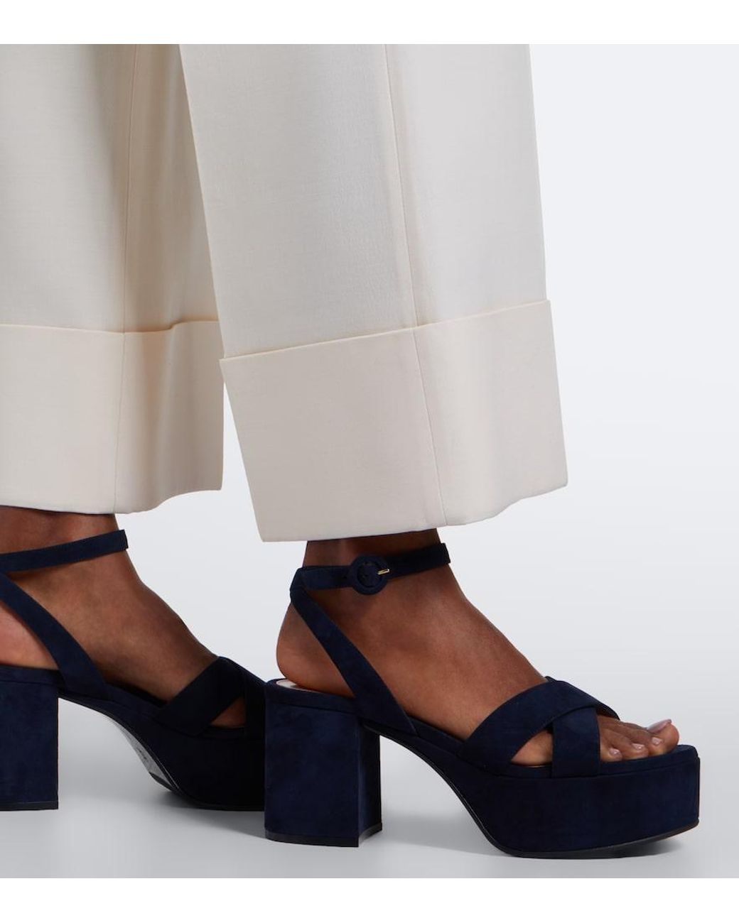 Gianvito Rossi Blue Sabrina Suede Platform Sandals