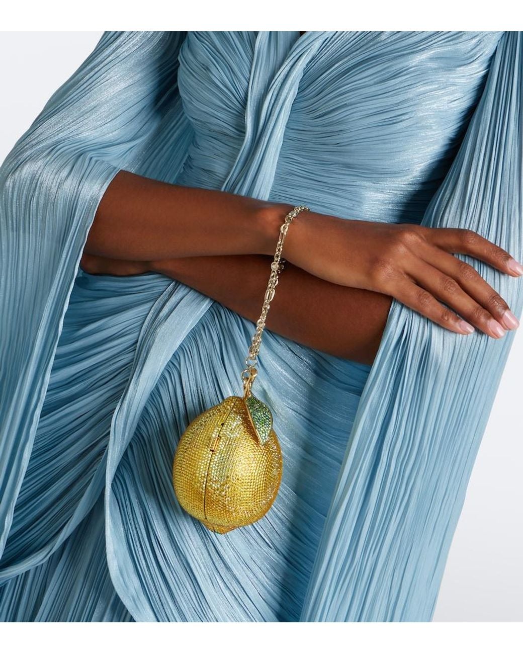Judith Leiber Yellow Citron Lemon Embellished Clutch