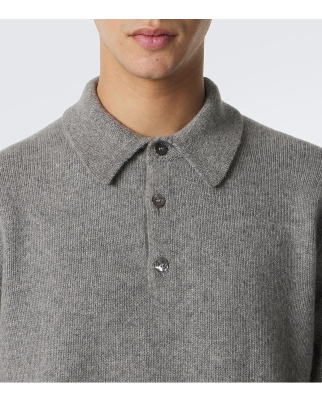 Saman Amel Gray Sander Cashmere Polo Sweater for men