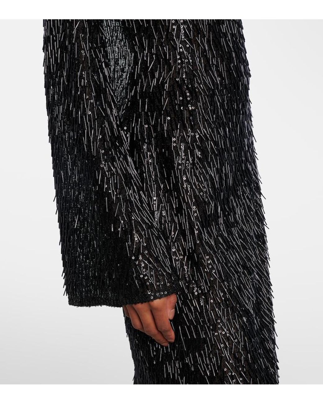 Dolce & Gabbana Black Sequined Midi Dress