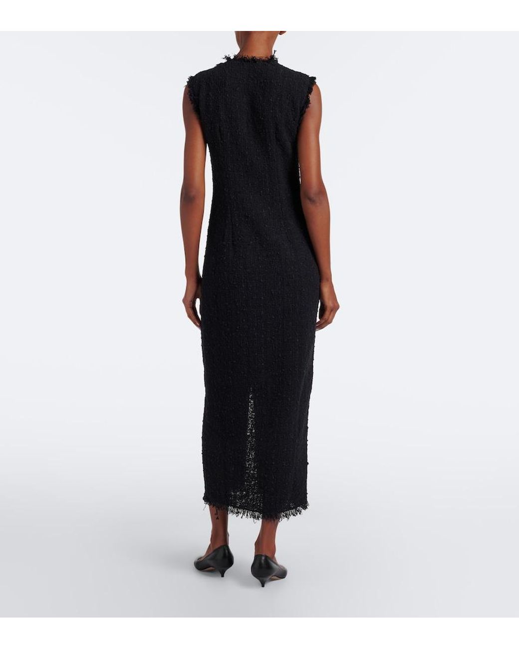 The Row Black Lana Cotton-Blend Tweed Midi Dress