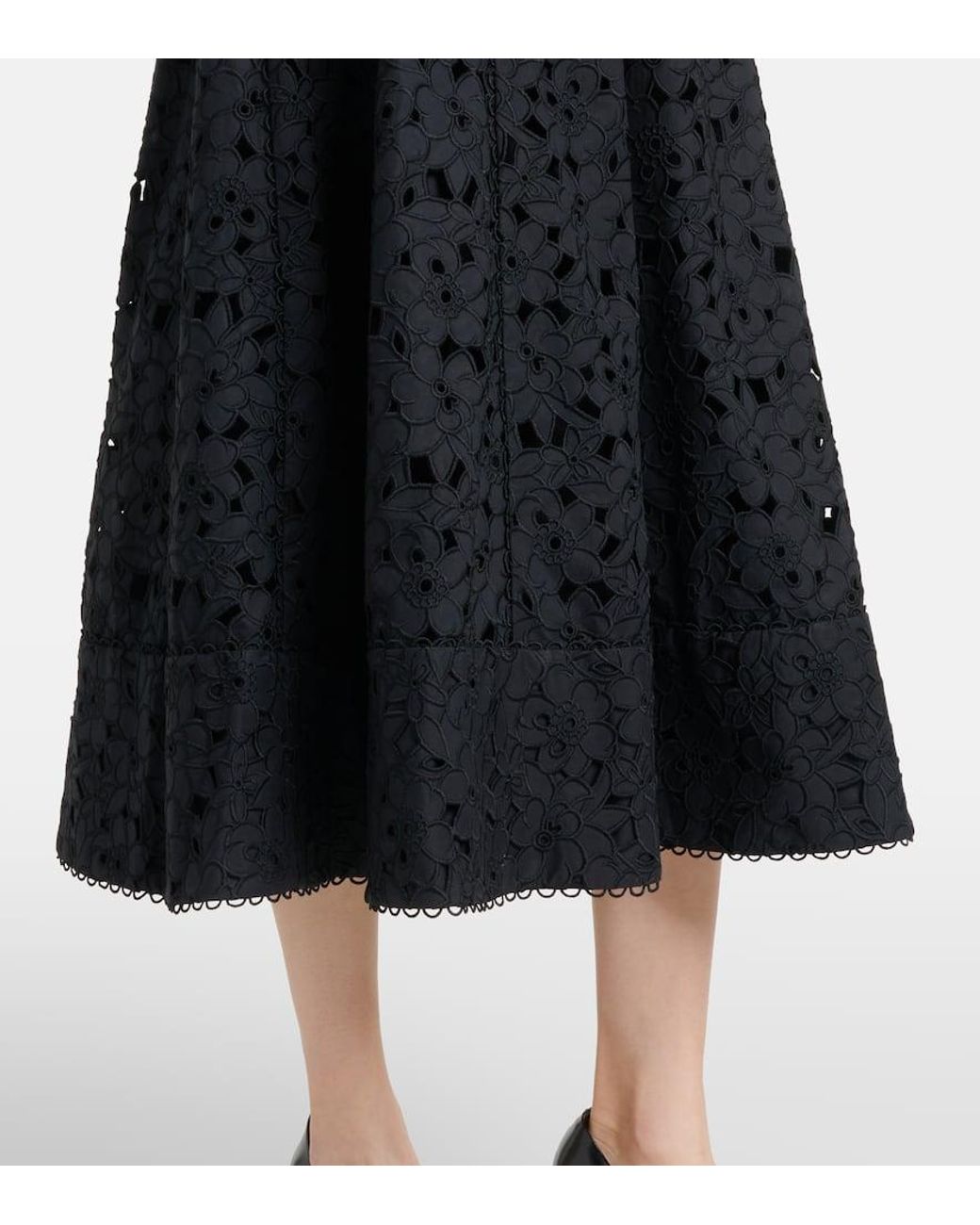 ■REBECCA VALLANCE■Kitsu broderie anglaise ミディドレス Kitsu broderie anglaise midi dress in black - Rebecca