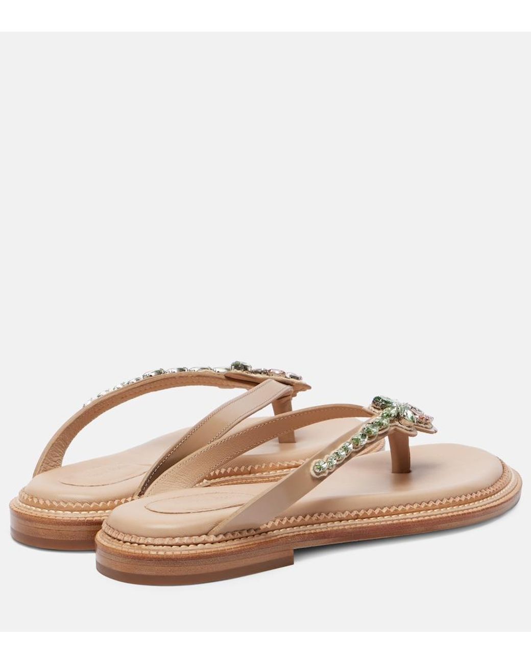 Simone Rocha Pink Embellished Leather Thong Sandals