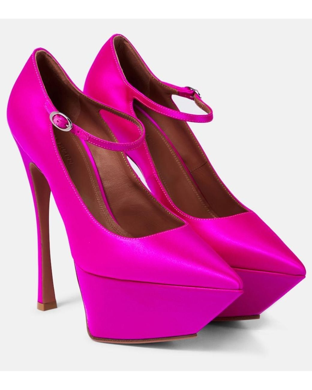 AMINA MUADDI Purple Yigit Satin Platform Pumps