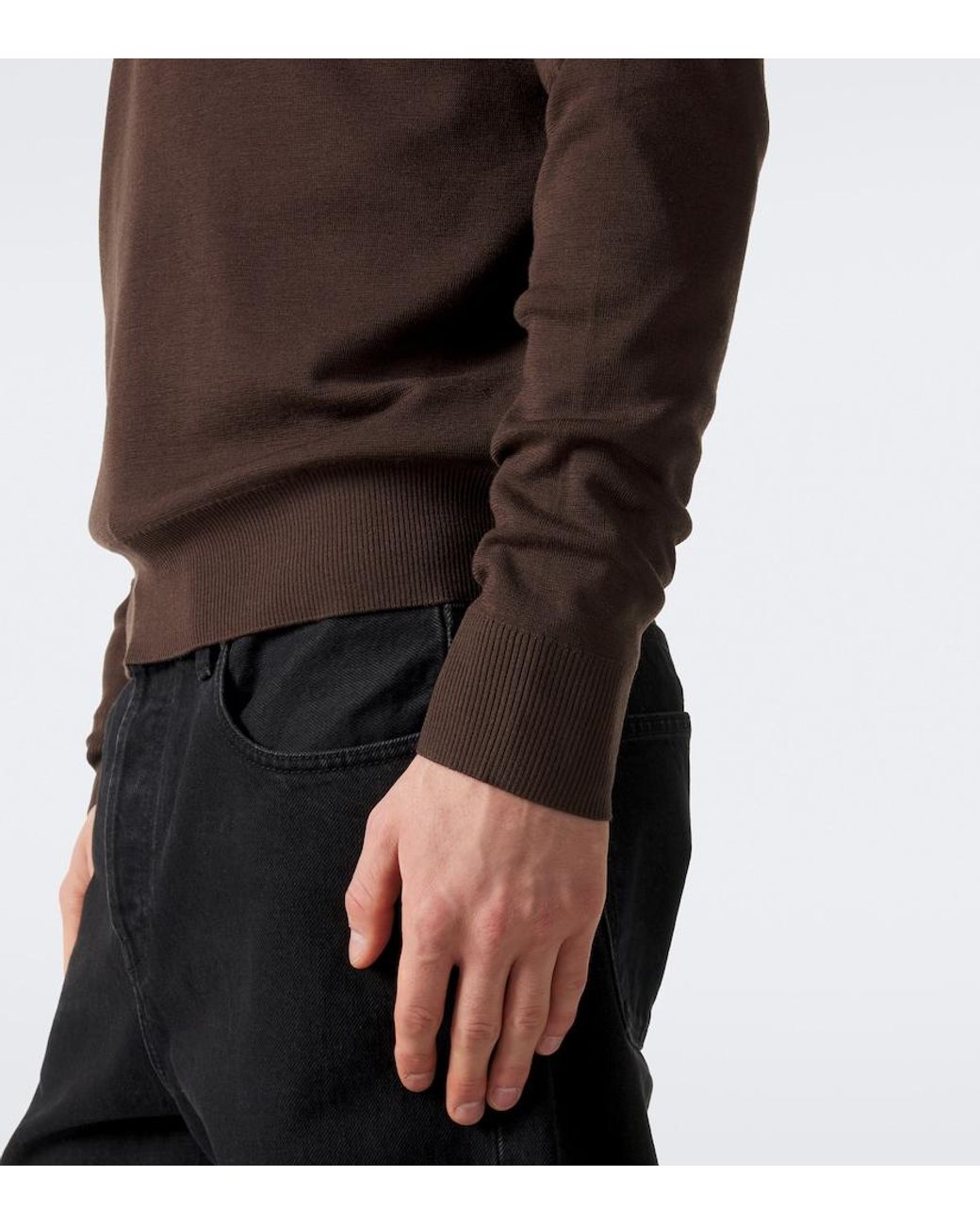 Burberry Brown Wool Polo Sweater for men
