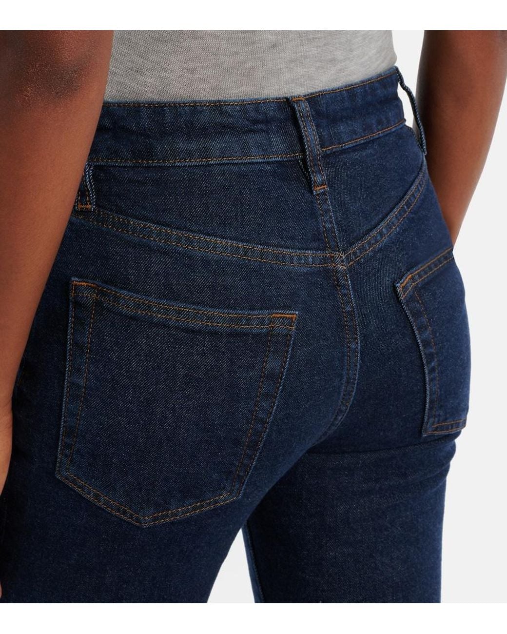 FRAME Blue Ruler Mid-Rise Straight Jeans