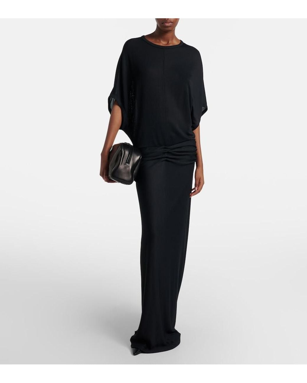 The Row Black Leila Small Leather Clutch