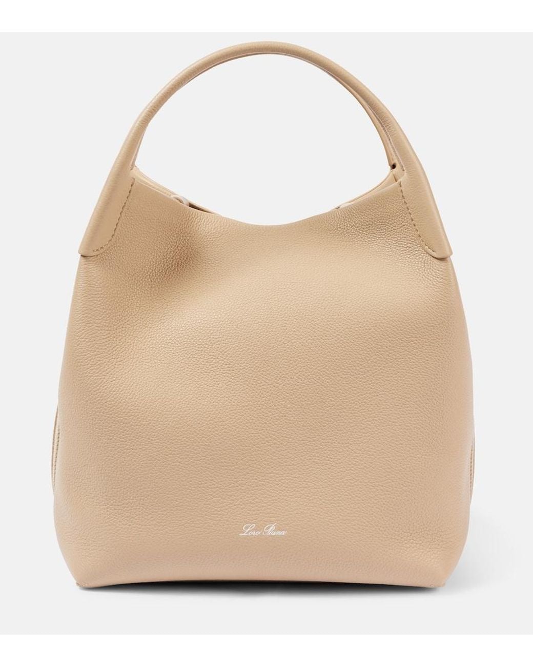 Loro Piana Natural Bale Large Leather Shoulder Bag