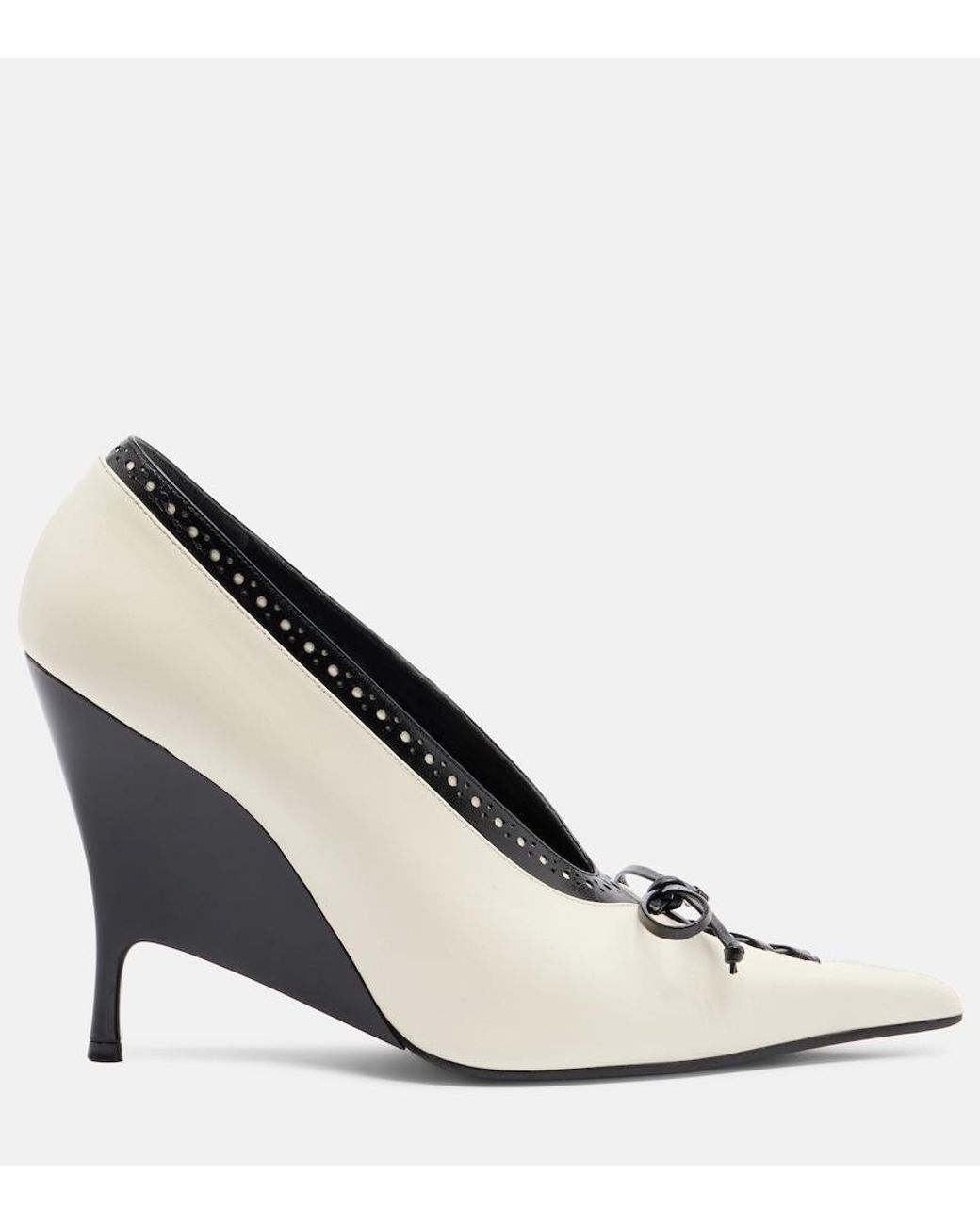 McQueen White Koko Leather Wedge Pumps
